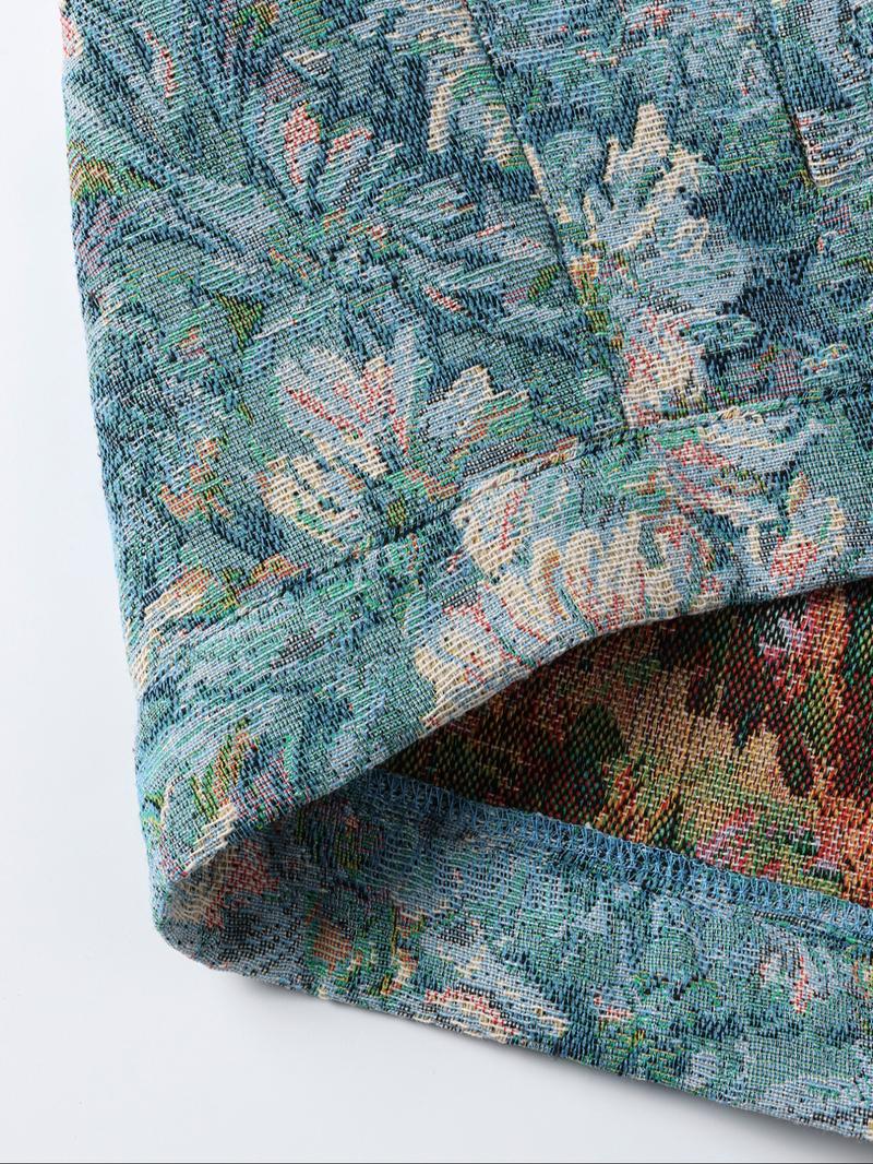 Men's Floral Print Button Front Jacket, Regular Fit Casual Long Sleeve Collared Outerwear for Fall & Winter, Men's Clothes for Daily Wear, Fashion Fit Jacket