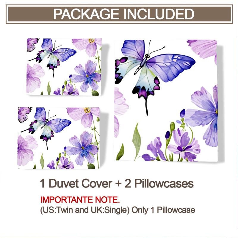 Printed butterfly pattern bed sheet set, soft microfiber bedding, double/full-size/queen size/plus size, anti shrink and anti fading, easy to maintain all season decoration