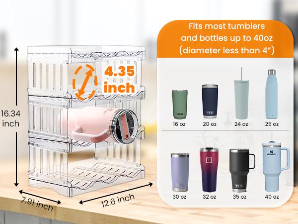 Gracenal Water Bottle Organizer for 40 oz Tumbler with Handle, Pantry Kitchen Organizers and Storage for Cups Accessories, Stackable Water Bottle Holder Wine Rack Gifts, 4Pack Gracenal Water Bottle Organizer for 40 oz Tumbler with Handle, Pantry Kitchen Organizers and Storage for Cups Accessories, Stackable Water Bottle Holder Wine Rack Gifts, 4Pack