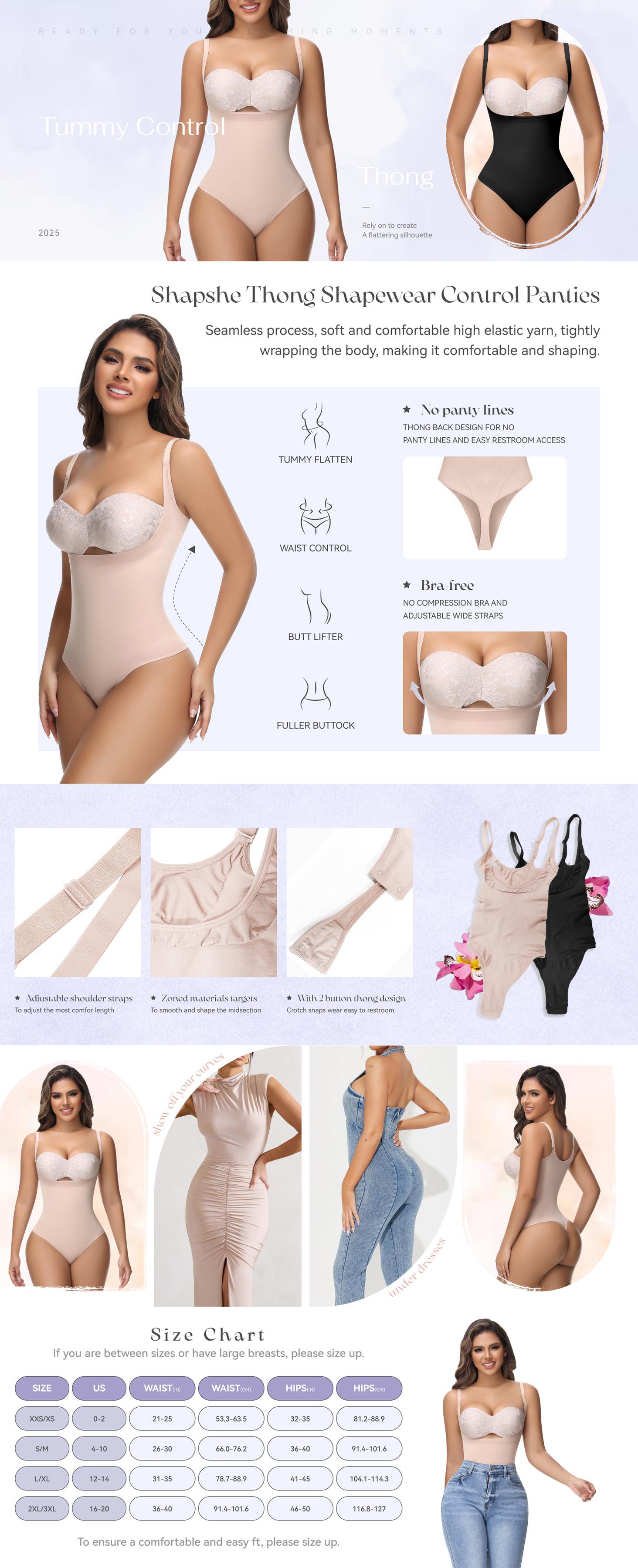 Tummy Control Thong Shapewear For Women High Waisted Panties Slimming Girdle Compression Underwear