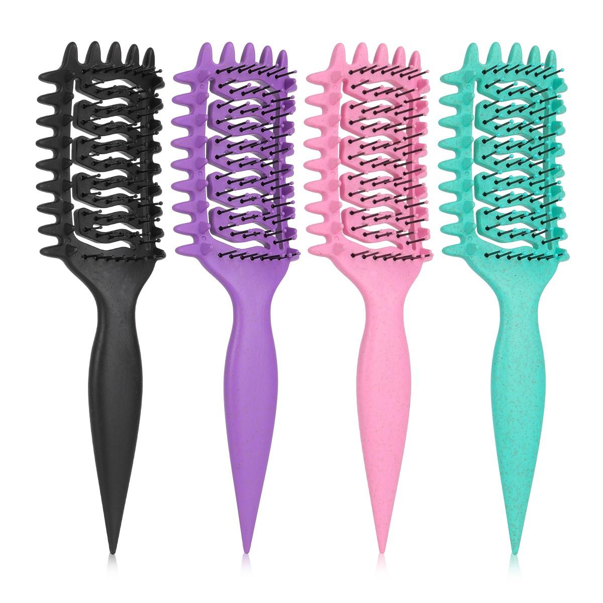 1 Piece Curly Hair Brush, Hollow Comb with Nylon Bristles and Abs Handle, Suitable for All Hairstyles, Dry and Wet Use, Hair Styling Tool