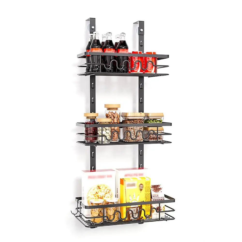 over Door Storage, 3/4/5-Tier over the Door Storage with Adjustable Basket, Heavy-Duty Metal Hanging Kitchen Spice Can Rack Organizer for Kitchen Room Bathroom