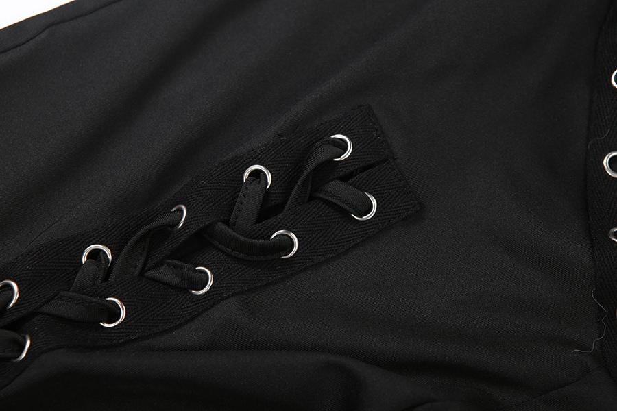 DOUCIU Trendy And Personalized Street Hip-Hop Sports Casual Streetwear Tracksuit Set Stretchy Suit Set Solid Color Basic Women'S Thin Long Sleeved Crop Top Paired With Adjustable Perforated Drawstring Pants Two-Piece Set