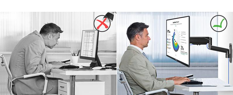 MOUNTUP 17"-32" Single Monitor Wall Mount, Fully Adjustable Gas Spring Monitor Arm, Support 2.2-17.6lbs Display, MU2003