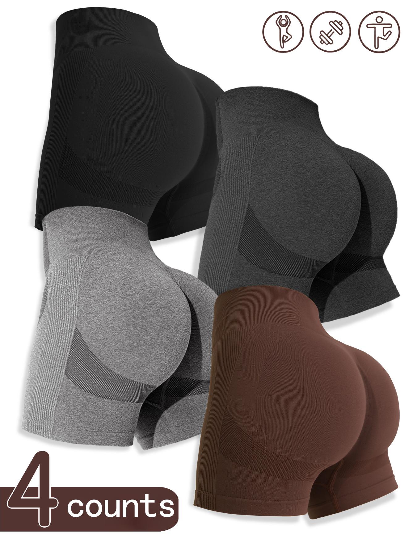 Women's Multicolor Solid High Waist Sports Gym Shorts, Spring Seamless High Stretch Comfortable Breathable Tummy Control Gym Workout Running Yoga Shorts, Ladies Sportswear Clothing, Summer Clothes Women