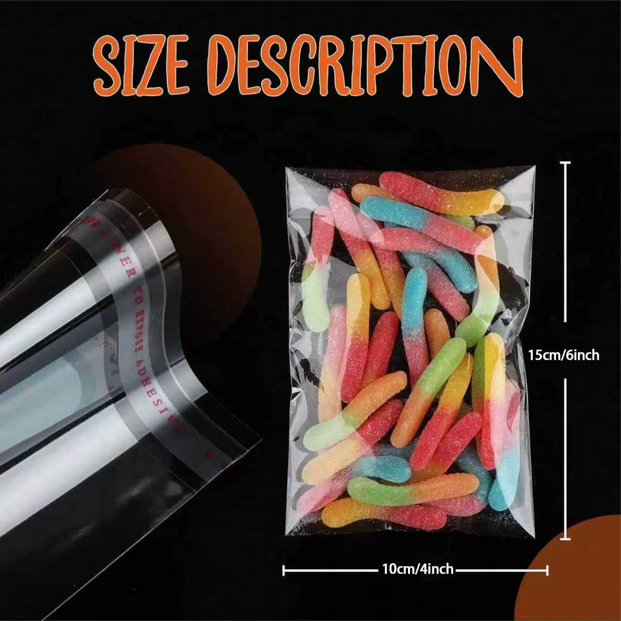 4" X 6" Clear Cookie Bags With Seal (200 Pack) - Self Sealing Cellophane Bags for Baked Goods Packaging, Cookie Wrappers, Bakery Packaging, Bake Sale, Candy, Treats, Goodies, Gifts, Party Favors