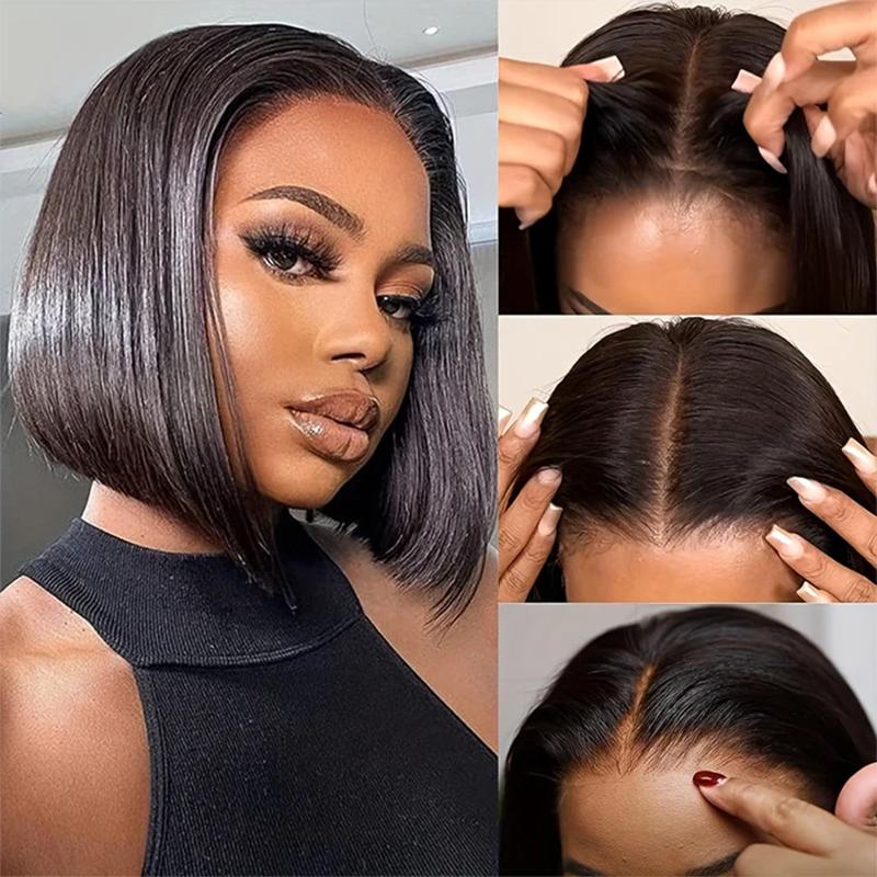 13x4 Glueless BOB Wig Lace Frontal Wig Pre-Everything 220% Ear To Ear Natural Hairline HD Lace Skin Melted Silky Straight Human Hair Wigs With Drawstring