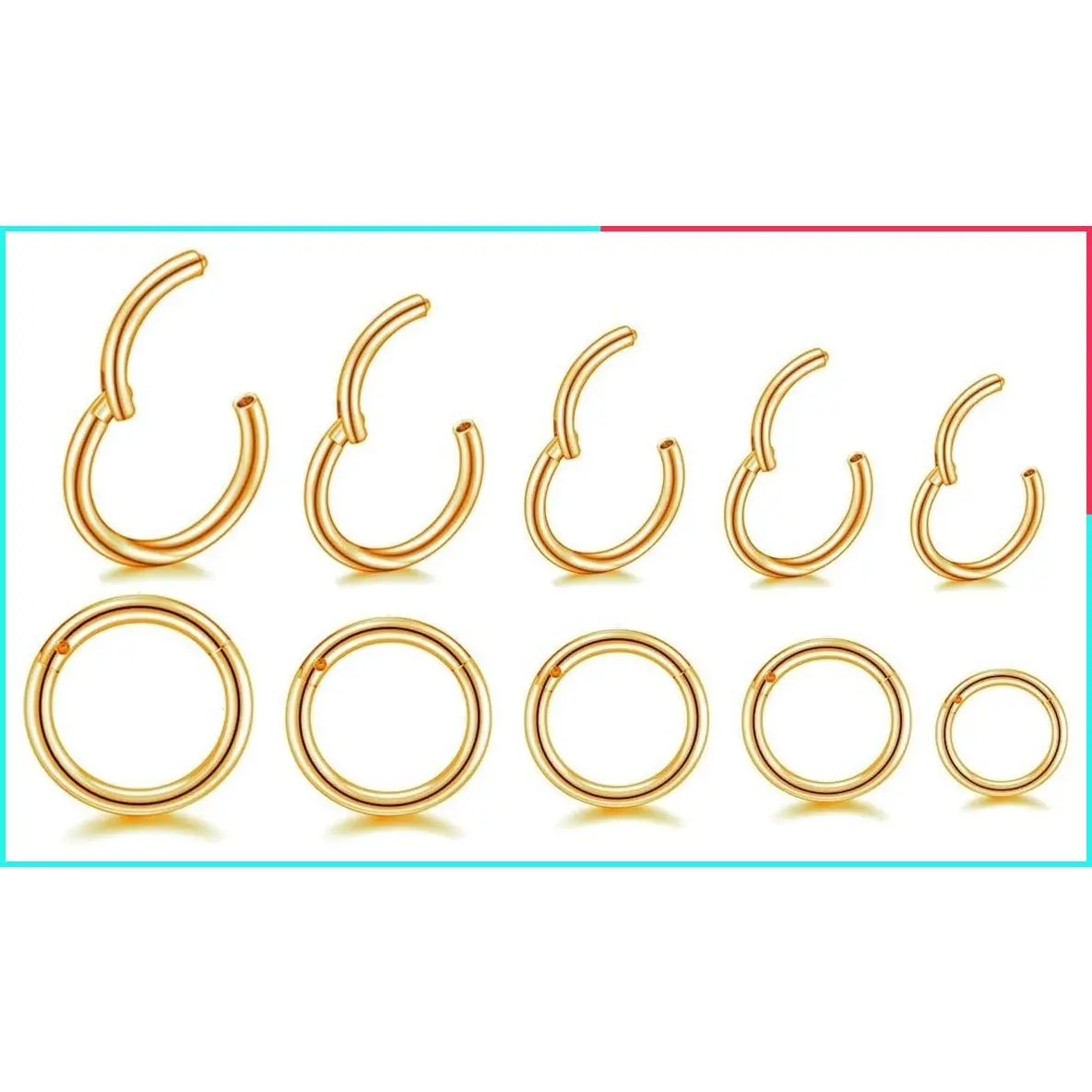 16G Surgical Steel Hinged Clicker Segment Nose Rings Hoop for Helix Cartilage Daith Tragus Sleeper Earrings Body Piercing Women 6mm 8mm 10mm 12mm 14mm