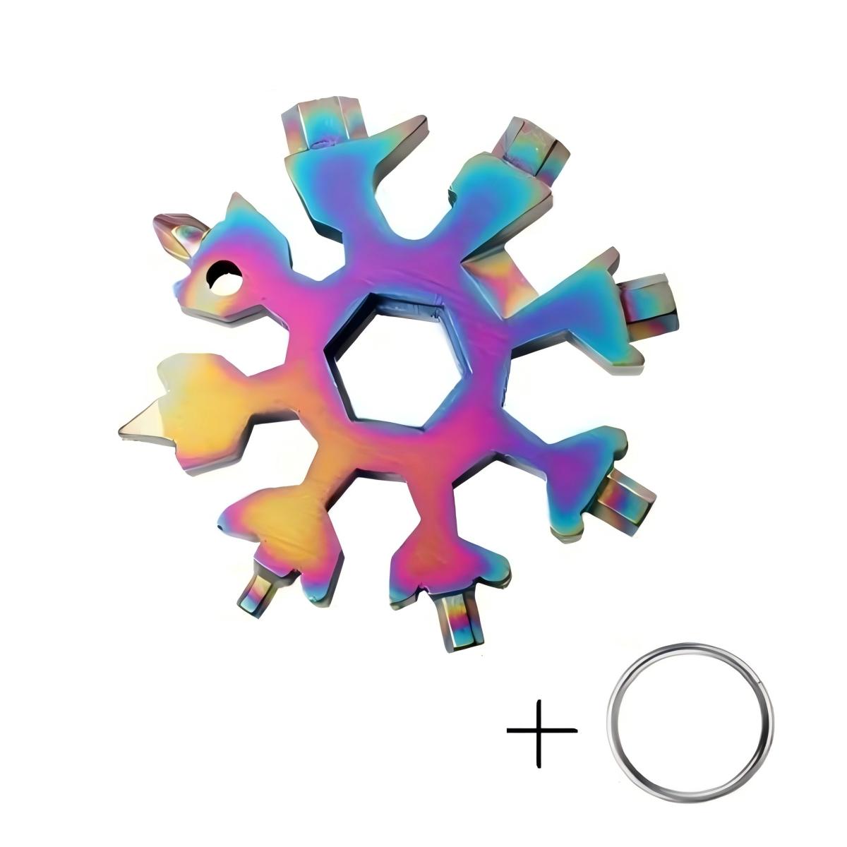 1 Pcs 18-In-1 Multi-Tool Snowflake Design, Stainless Steel Portable Wrench, Screwdriver & Bottle Opener, Essential Survival Tool for Outdoor Adventures