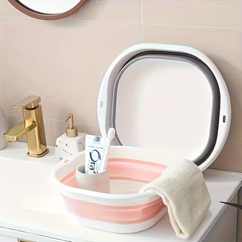 Space-Saving Foldable Wash Basin, Durable Plastic, Ideal for Home, Dormitory, Camping, Compact Design, Must-Have Back-To-School Item
