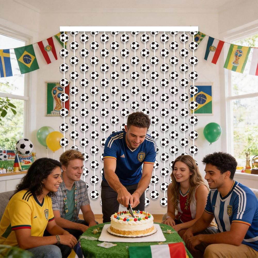 2 Meter Football Rain Curtain, World Cup Theme Party Decoration, DIY Background String Curtain Door Curtain, Usa Mexico Soccer Decor