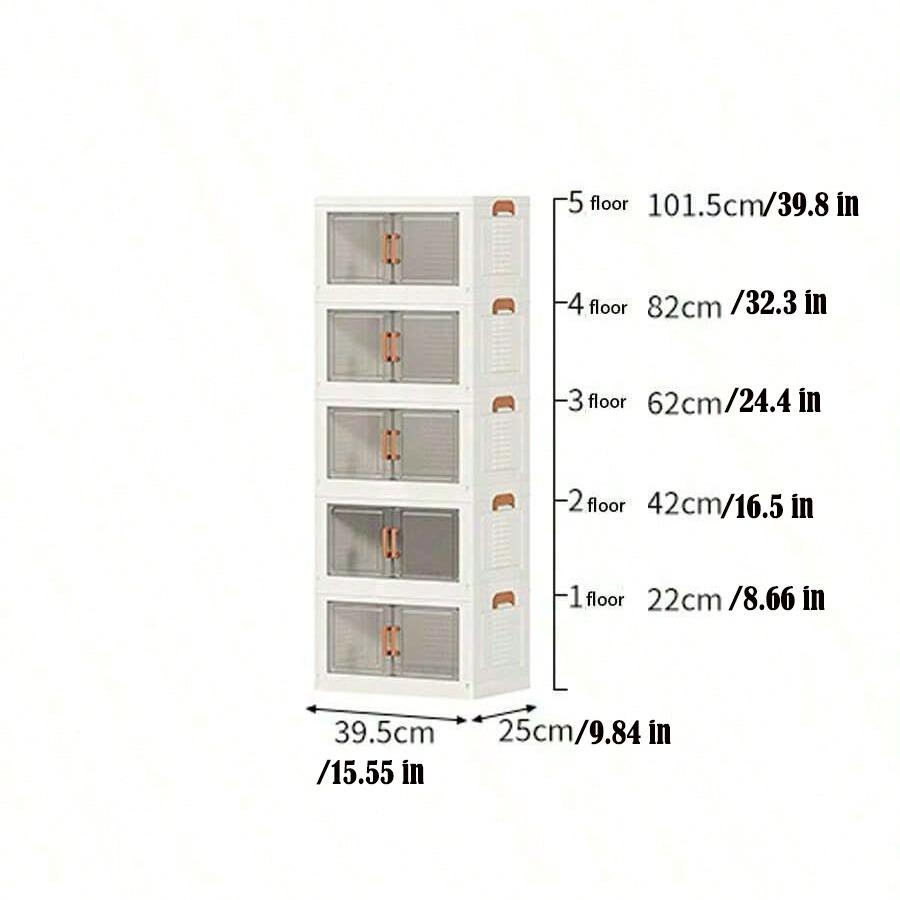 Compact Storage Cabinet, Foldable PP Material, Multi-Layer Organizer, Ideal for Kitchen Bathroom Living Room Bedroom Desk