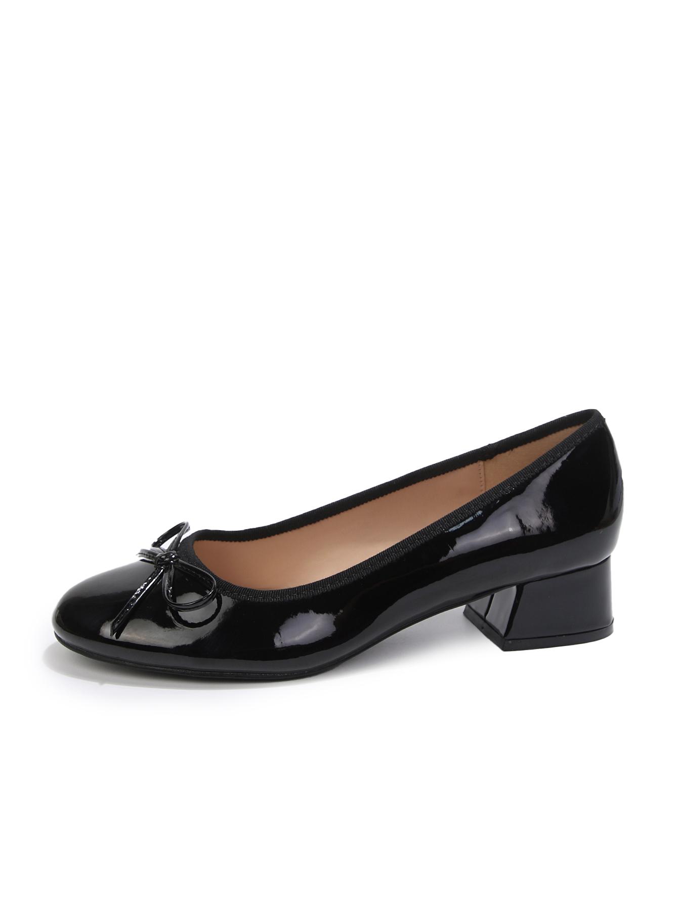 mysoft Women's Patent Leather Low Heel Pumps - Bow Accent Slip-On Heels for Women, Office, Wedding