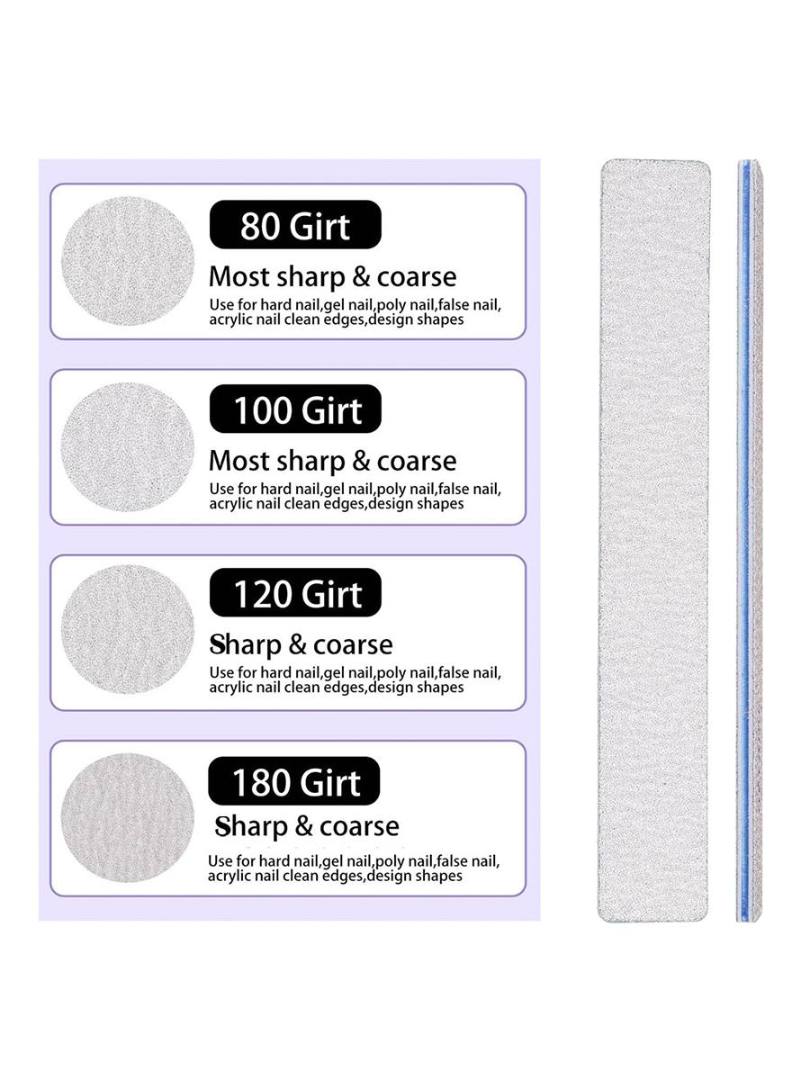 50pcs 80/80,100/100,100/180 Grit Nail Files Acrylic Nails Emery Boards File Professional Nail Art Tools for Home,Salon,Strong,Double Sided