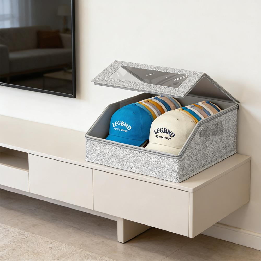 Multi-Purpose Hat Storage Box, Large Capacity Stackable Baseball Cap Organizer, Dustproof Fabric Zipper Case, Home Closet Classification