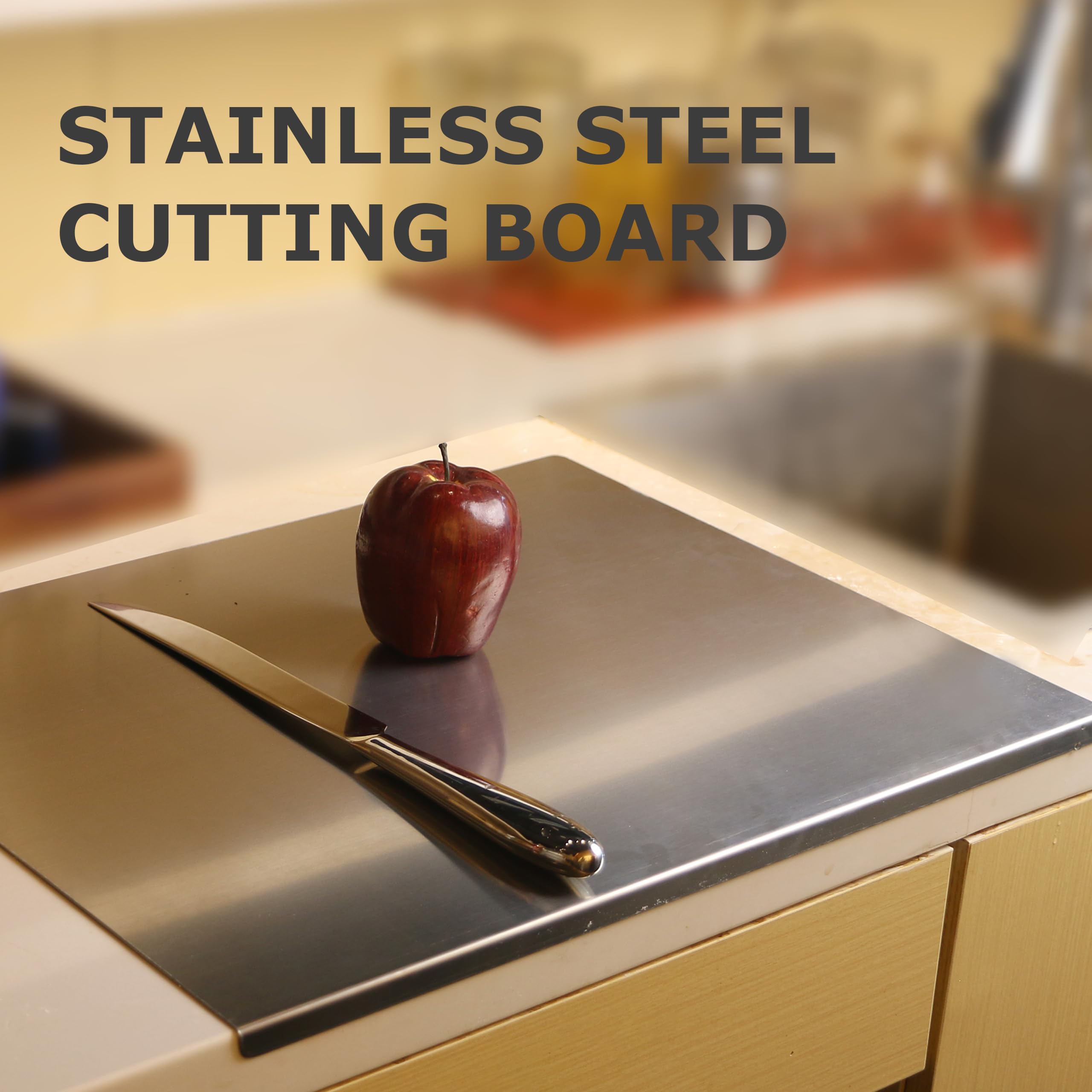Stainless Steel Cutting Boards for Kitchen,304 Stainless Steel Chopping Boards with Lip and Non-slip silicone pad for Countertop Cutting Meats Fruits,Easy To Clean(40 x 60cm/15.7 x 23.62 in)