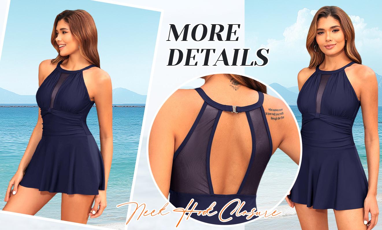 Holipick Womens One Piece Swimsuits with Skirt Tummy Control Swimdresses Modest Bathing Suit Swimming Clothing High Neck Mesh Swimwear Holipick Womens One Piece Swimsuits with Skirt Tummy Control Swimdresses Modest Bathing Suit Swimming Clothing High Neck Mesh Swimwear