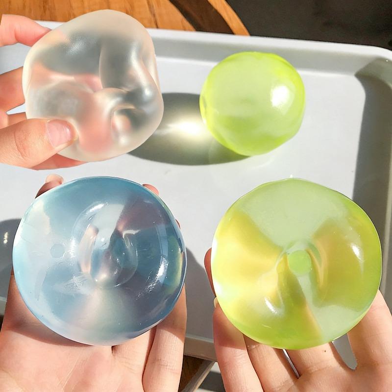 Transparent Squishy Plastic Mochi Fidget Toys with Coconut Oil & Maltose, Anti-Stress Sensory Squeeze Toys, Stress Ball Party Gifts for Adults