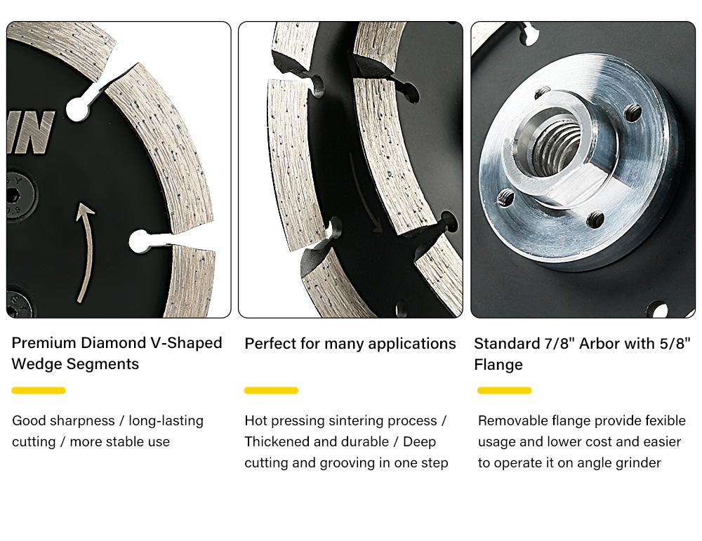 4.5"(115MM) V Groove Diamond Blade - Duty Grooving/Cutting Disc for Granite, Concrete, Stone - Angle Grinder Spade Blade for Masonry & Construction Work  Tool fathersdaygift Grinding