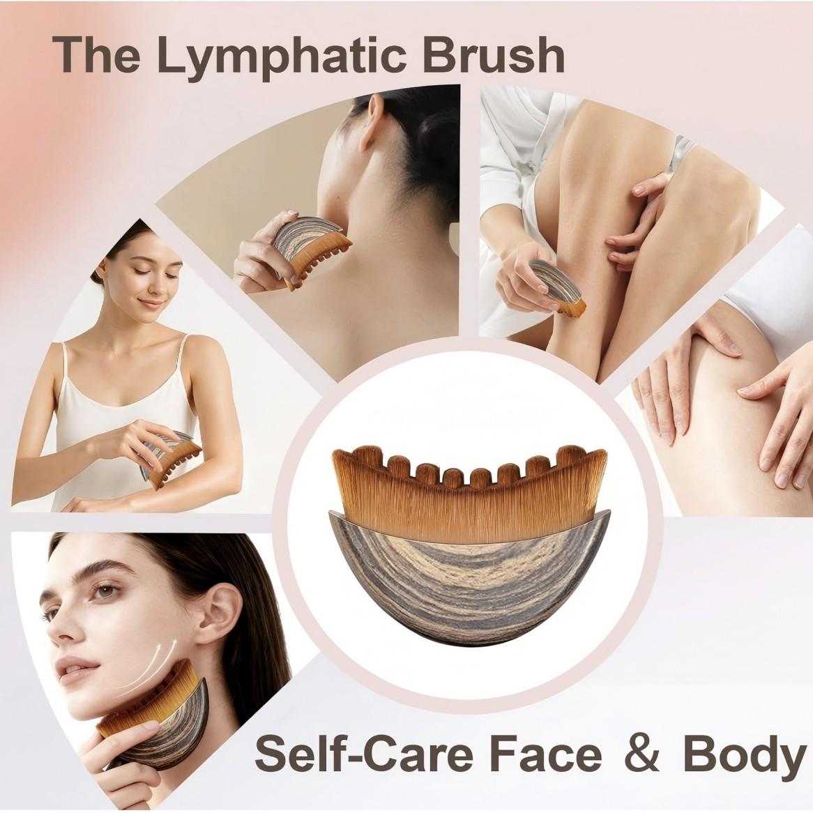 1 Piece Lymph contour facial brush, manual lymphatic drainage massager, natural makeup brush with durable soft bristles, low-allergenic ergonomic facial cleansing brush (for shaping facial contours) Valentine's Day, Mother's Day, Teacher's Day gift