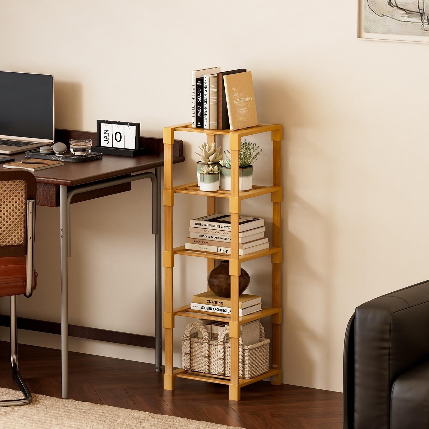 Multi-Layer Simple Storage Rack, Small Narrow Multi-Tier Shoe Rack, Vertical Shoe Rack, Space-Saving Bamboo Storage Shelf for Home, Dormitory, Corner, Shoe Rack Tower