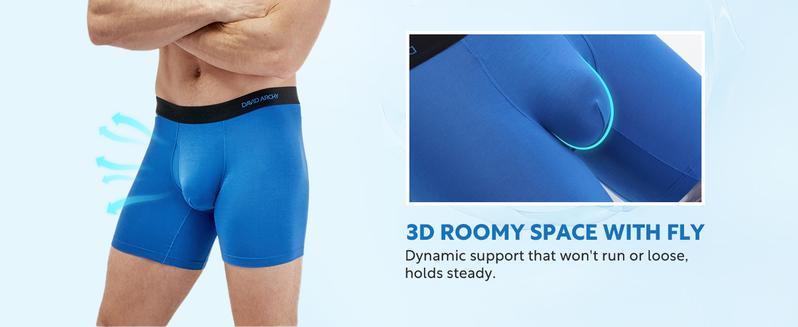 7 Pack Davd Archy Men's Bamboo Rayon Menswear Boxer Briefs, Wicking Moisture&Cool, Support Fly Pouch, Soft Machine Washable, Seamless Fabric Spandex Breathable Undergarments Fashion