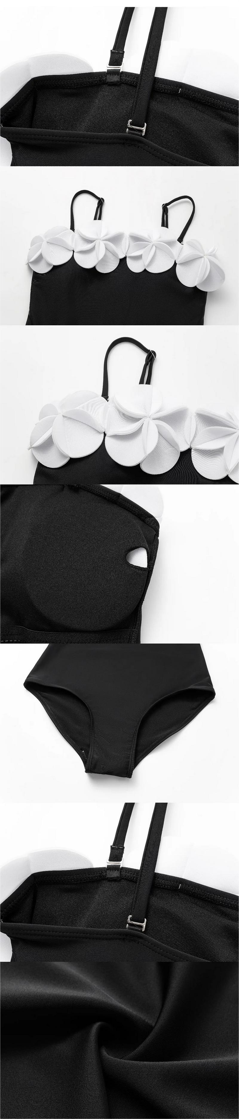 FLAXMAKER Women's 3D Flower Black and White Color Block One Piece Swimsuit and Matching Cover Skirt Set Swimming Dress Swimwear Bathing Suit Stylish Beachwear #TikTokShopBlackFriday