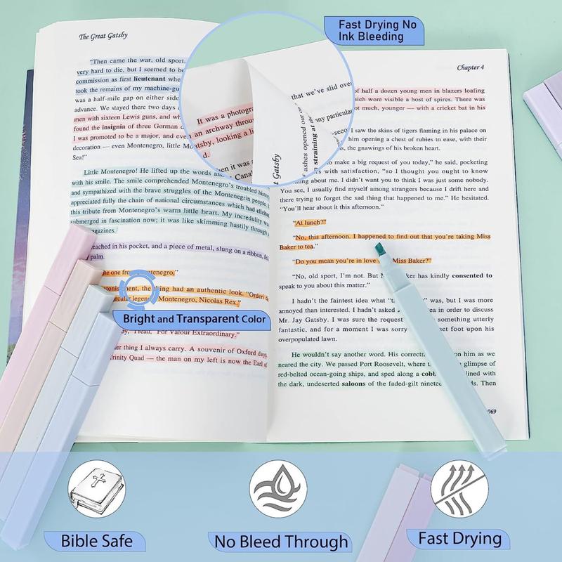 Pastel Highlighter Pen (12pcs), Soft Tip Highlighter Pen, Aesthetics Highlighter Pen, Multipurpose Marker Pen for School Office