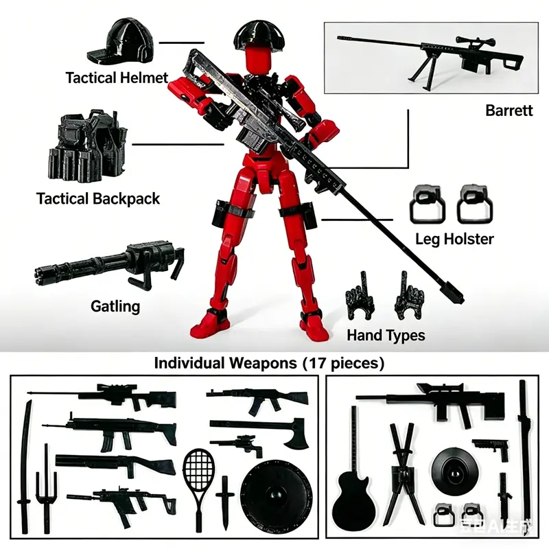 Dummy 13 Action Figure Set, 3D Printed Military Swat Soldier Model, Flexible Tactical Robot Doll, Poseable Collectible Figurines Toy Gift for Boys and Teens