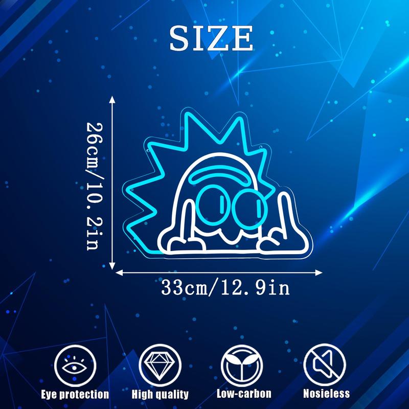 Rick Sanchez Anime Neon Light, USB Powered Dimmable LED Light, Artistic Wall-Mounted Neon Light, Home Decor Light, Perfect Birthday Gift, Neon Light Sign