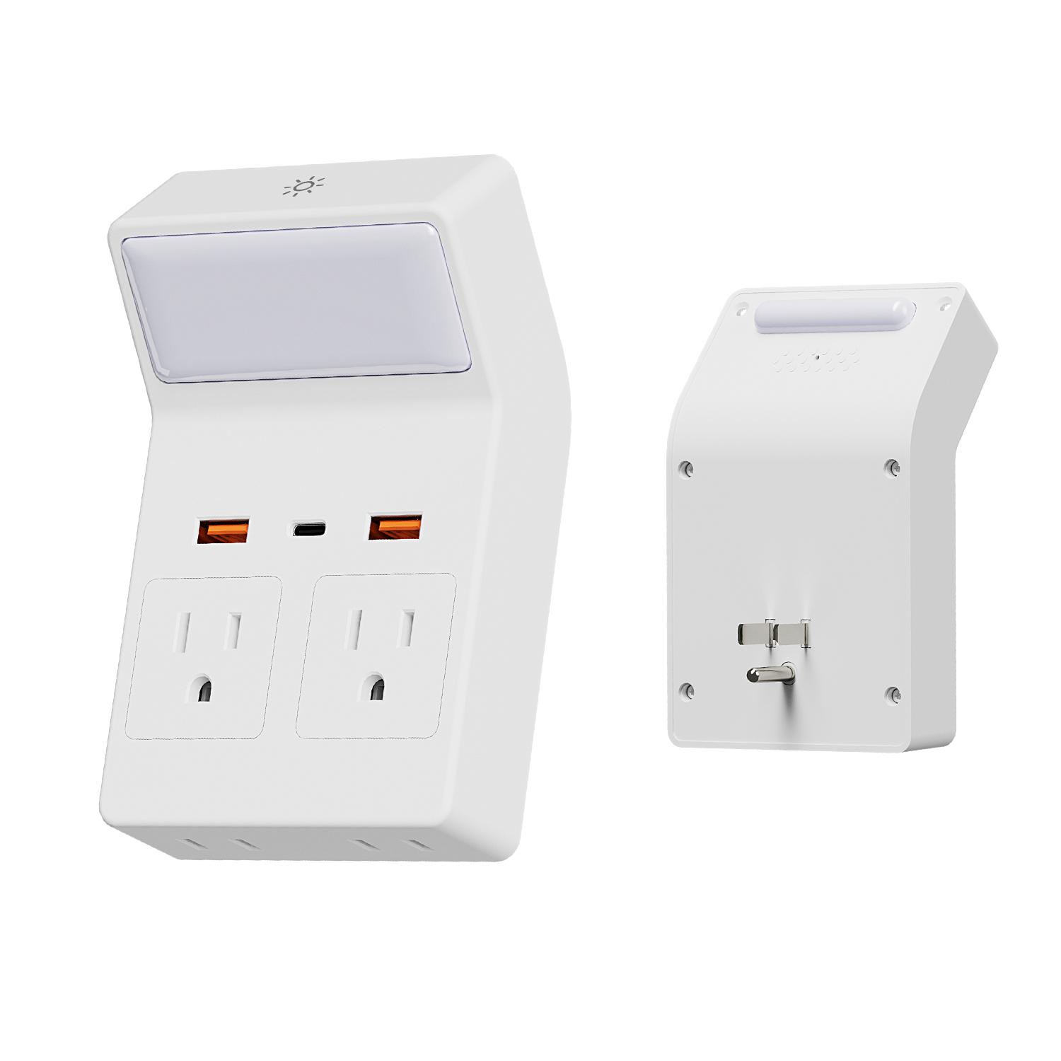 Smart Remote Control Night Light Socket, 4ac+4usb Fast Charging, Wall Plug Night Lamp, Adjustable 3 Colors, Timer Function, Fireproof Certified