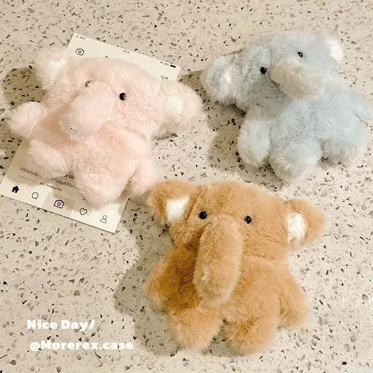 Autumn Winter Pink Fluffy Elephant AirPods Case Soft Plush Full Shockproof Protective Cover Compatible with New Apple AirPods Pro 3 & 4th Generation Wireless Bluetooth Earphone Shell Cute Warm Girly Fashion Accessory For Teen Girls daily casual matching