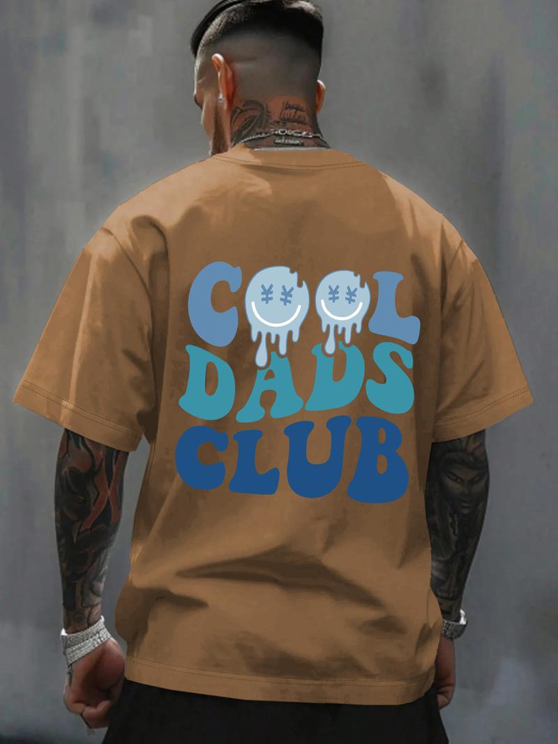 Men's Regular Fit Cool Dads Club Figure Print Round Neck Tee, Casual Short Sleeve Crew Neck T-shirt for Daily Wear, Fashion Men's Top for All Seasons, Tropical, Casual Style Tee