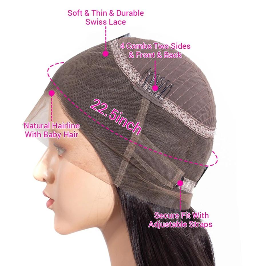 Bling Hair 360 Transparent Lace Frontal Wig Human Hair Pre Plucked 28 30 Inch Smooth Straight Human Hair Wigs 180Density Wig For Black Women