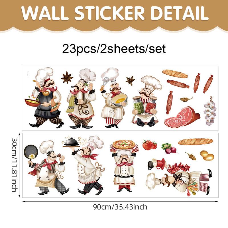 Chef Kitchen Wall Decals Wall Sticker Decorative Wall Sticker Waterproof Wall Sticker Vinyl Sticker Wine Food Quotes Wall Stickers Kitchen Dining Room Restaurant Home Decor Wall Decor DIY Refrigerator Stickers