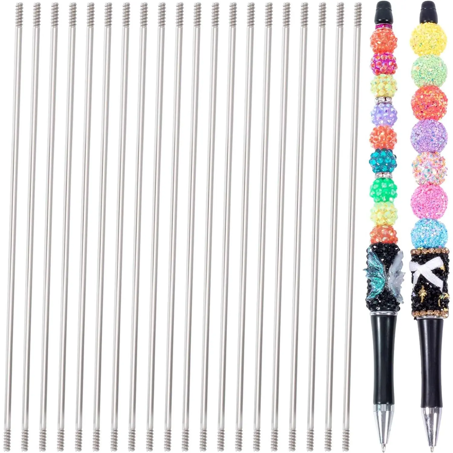 20 count Pen Extenders for Beadable Pens, 4.6'' Stainless Steel Beadable Pen Extender Rods, Rust Resistant Metal Blank Bars Supplies for DIY Beaded Pen, Decoration