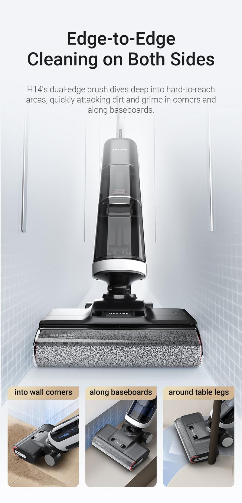 DREAME H14 / H12 Pro FlexReach Vacuum Mop, Wet and Dry Vacuum, 180° Lie-Flat Cordless Vacuum Mop Combo, 140°F Brush Washing, Fast Hot Air Drying in 5 Mins, Great for Sticky Steam Messes Cleaner Self Cleaning System Deep Cleaning Machine