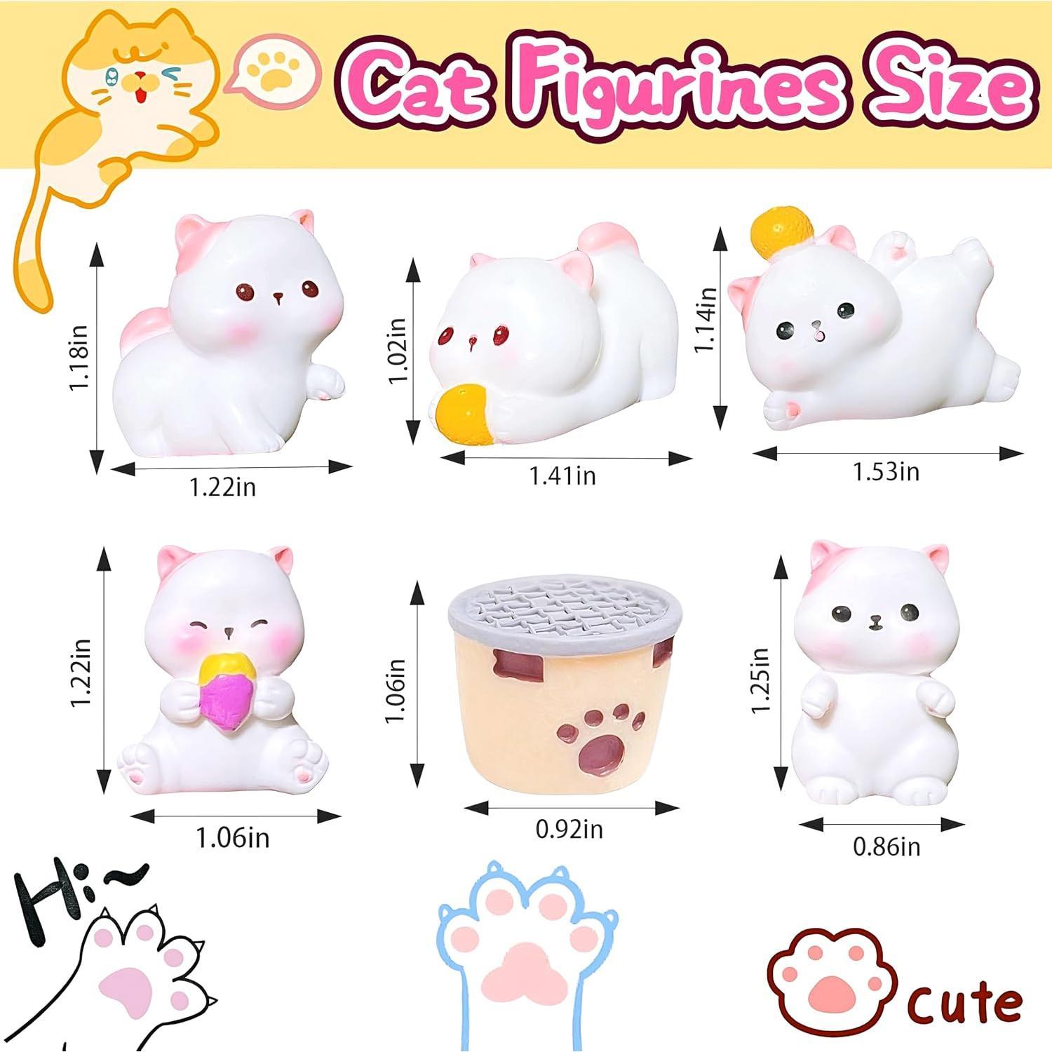 6 count Miniature  Figurines Mini  Cats, Miniature Cats Figures Cute   Figurines for Outdoor Statues Desk Decor  Fairy Garden Landscape    Figurine