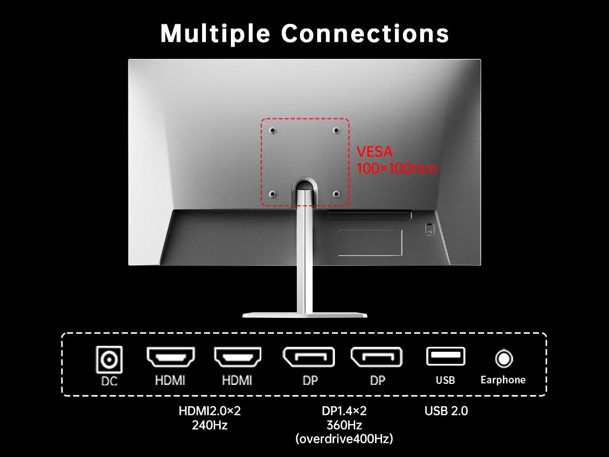 KTC 25'' FHD 1080P OC 400Hz Fast IPS Gaming Monitor, 1080P  Native HDMI 2.0 240Hz, DP 1.4 360Hz, DP Overclocked 400Hz, HDR400 Computer Monitor, FreeSync/G-Sync Compatible, GTG 1MS, Display Port x2 HDMI x2, VESA, Tilt Adjustable, H25X7