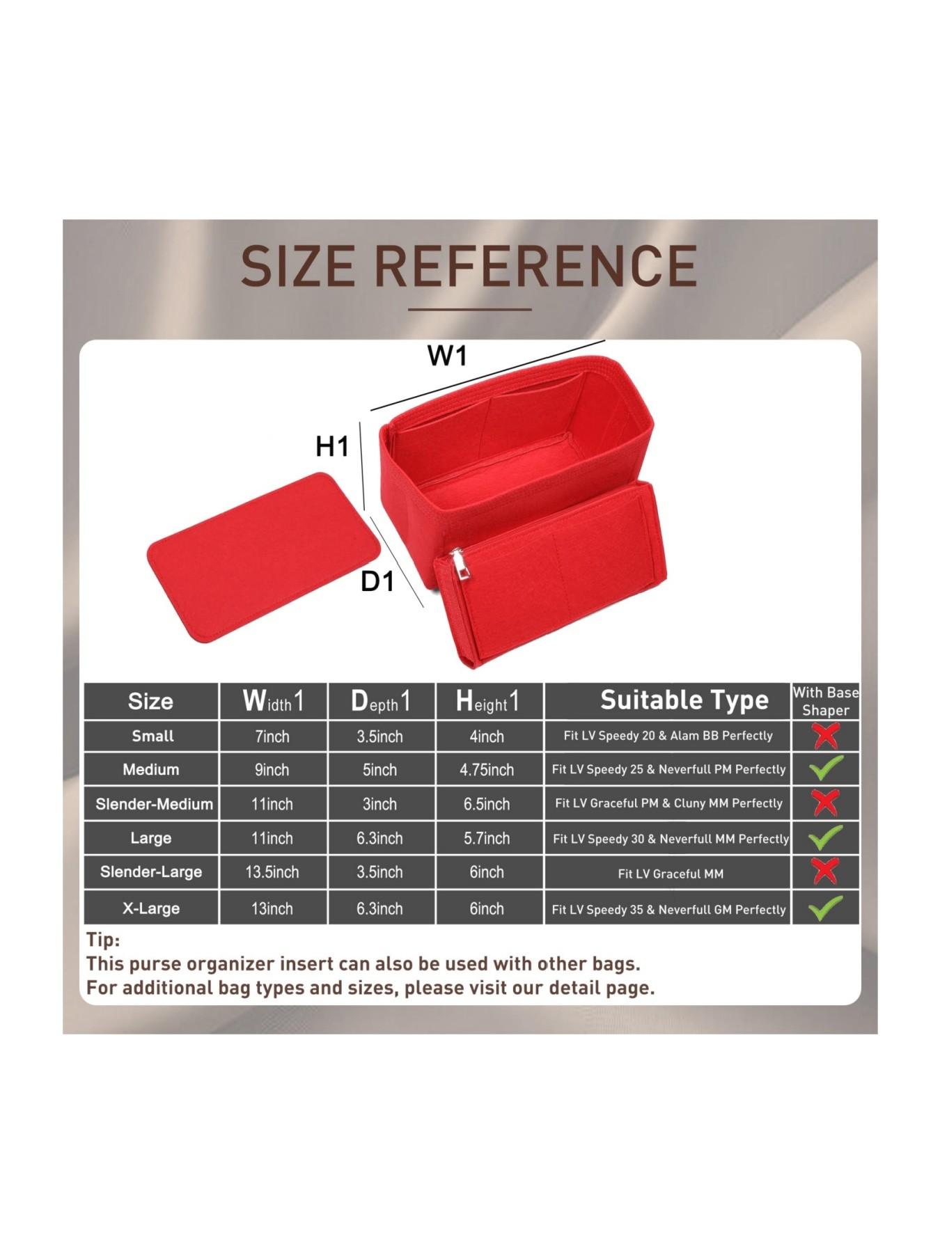 Purse Organizer Insert for Handbags & Base Shaper 2pc Set with Zipper, Felt Bag Organizer for Tote, Purse Organizer for Speedy 25, Neverfull PM, Le Pliage S Handbag and More