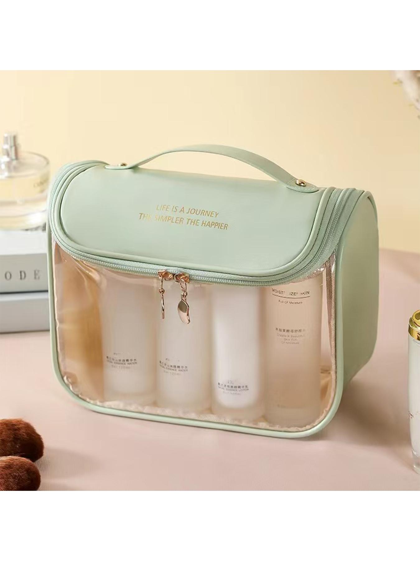 Portable Multi-Functional Transparent Makeup Bag, Travel Organizer, Daily Use, Waterproof Cube Design, Large Capacity Storage Bag