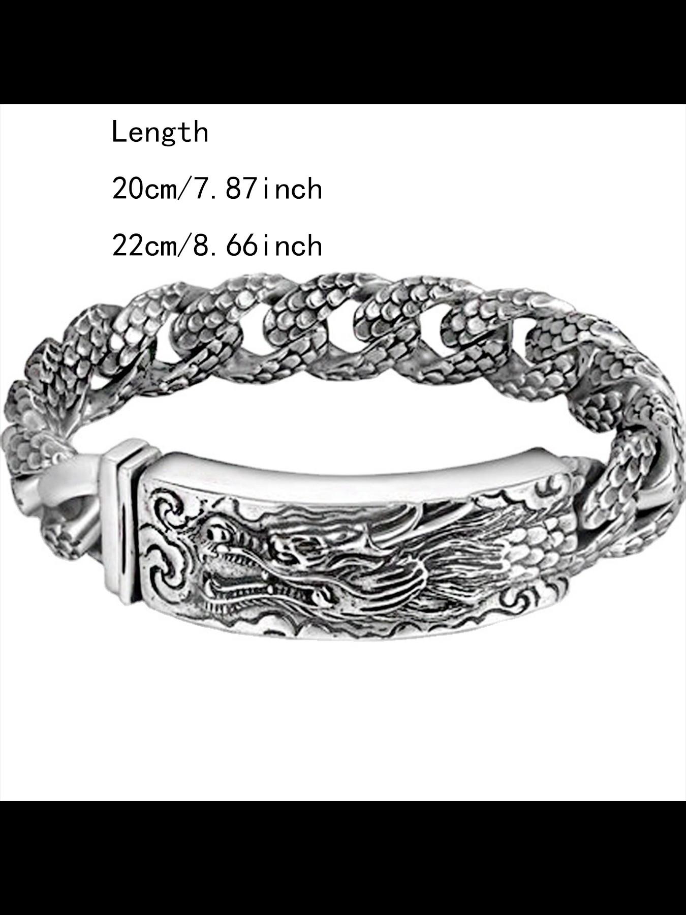 New Men's Bracelet, Couple Traditional Dragon Pattern Insert Lock Bracelet, Vintage Antique Style Men's Bracelet, Fashion Accessory