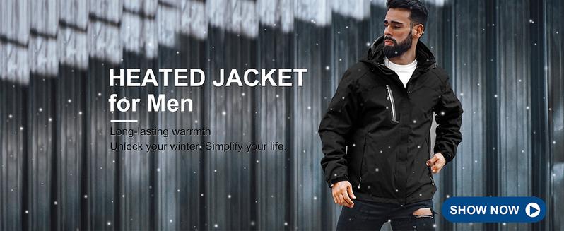 [Power Bank or Battery Pack Not included] Unisex 3-in-1 Puffer Coat Waterproof Heated Jacket with Massage Removable Warm Iiner Fleece Jackets