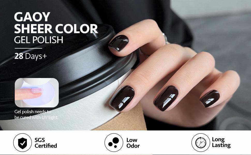 GAOY Funky Fest Jelly Red Black Gel Nail Polish Set, 6 Transparent Colors Green Blue Pink, Soak Off UV Light Cure Gel Polish Kit for Nail Art DIY at Home