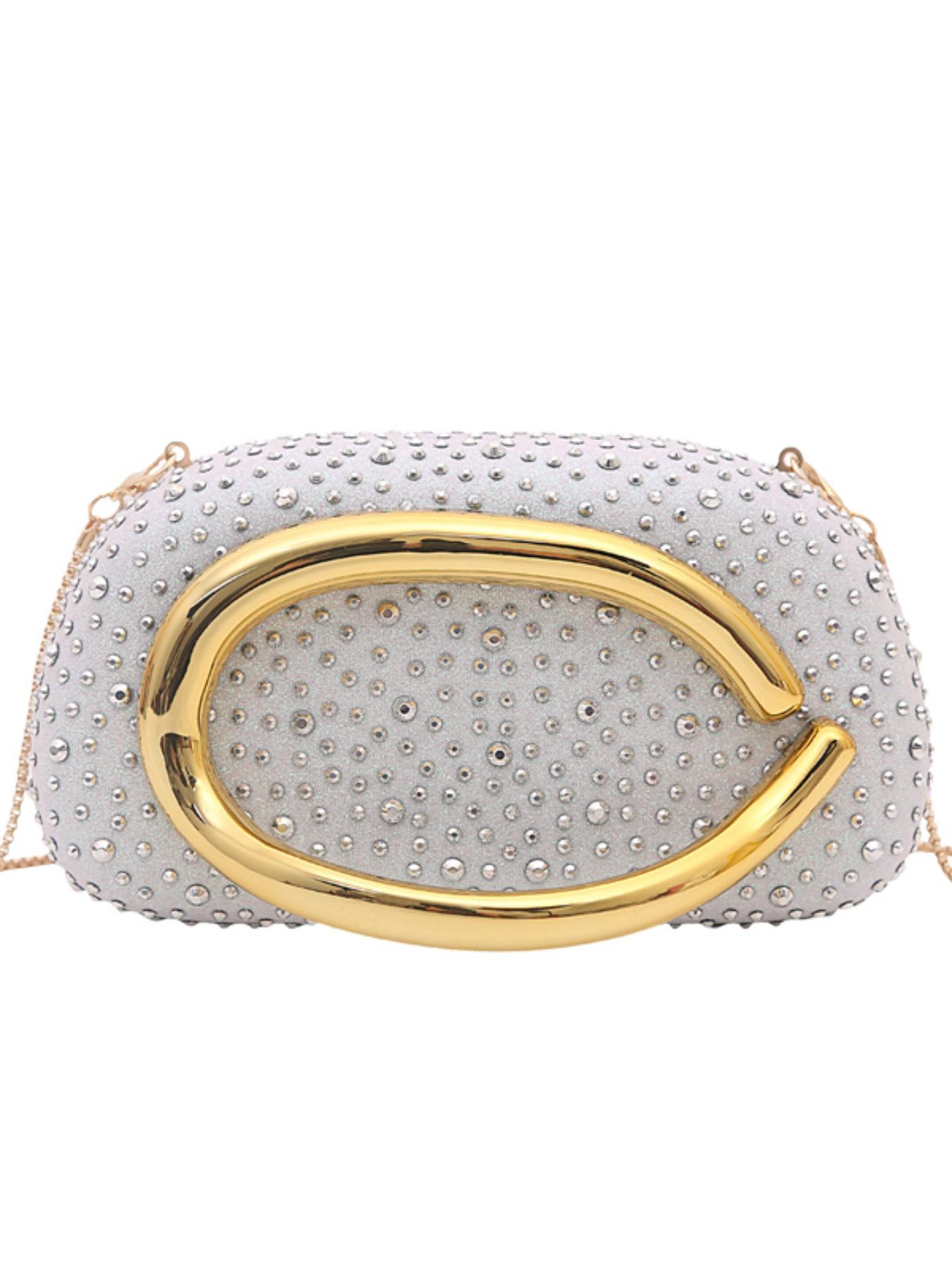 New Flashy Rhinestone Shoulder Bag, Crystal Decor Top, Spacious Interior, Chain, Y2K Style, Perfect for Parties, Nightclubs, Concerts