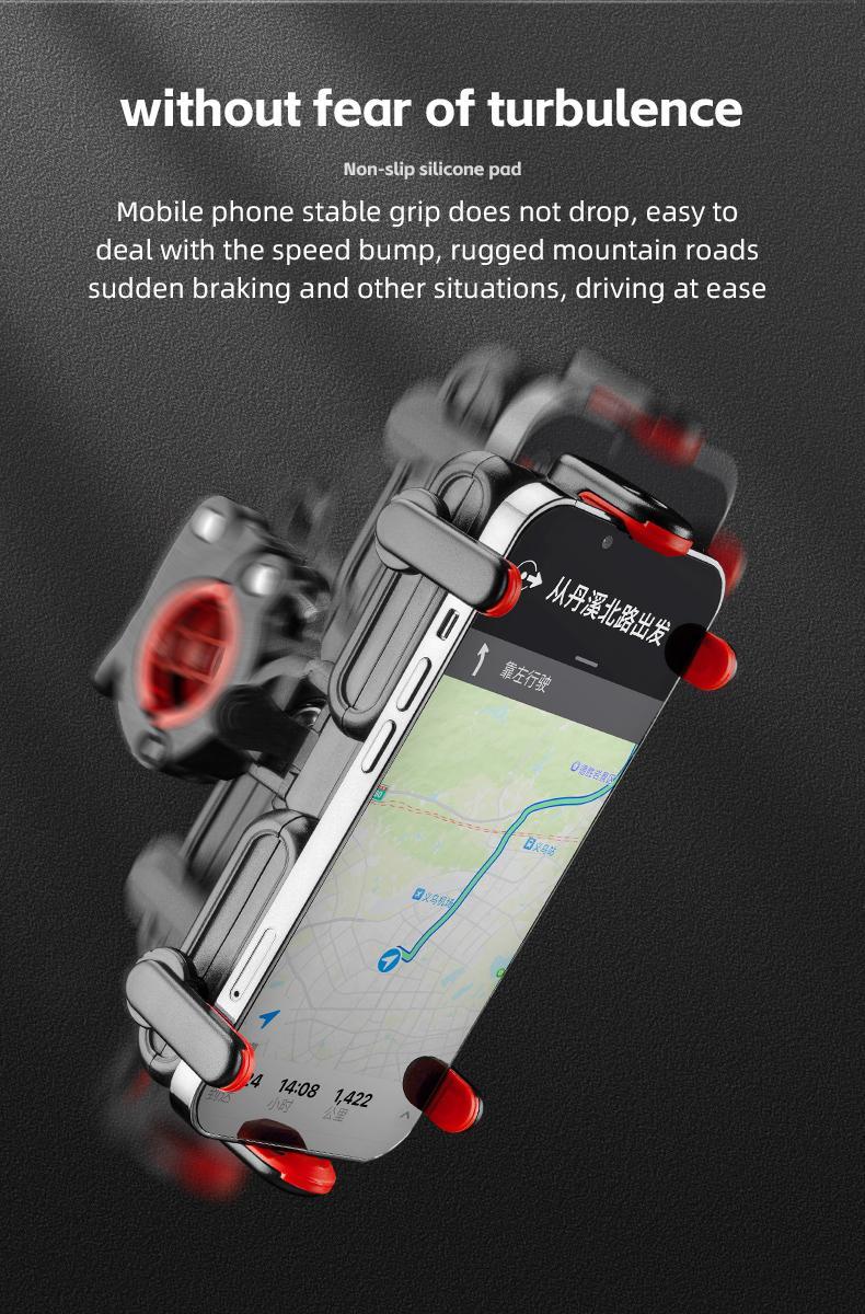 ROCKBROS Bike Phone Holder- Adjustable Motorcycle Phone Mount Handlebar Clip for Bicycle Scooter, Cell Phone Clamp for 4.1" - 6.7" Smartphones iPhone 14 Plus/Pro Max, 13 Pro Max, S9, S10 and More