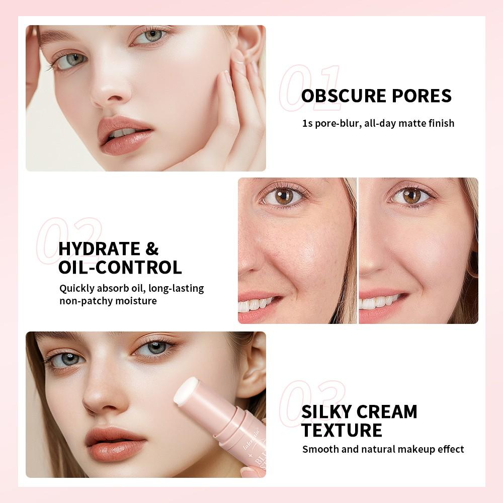 Lakerain BLUR STICK Pore-Blurring Poreless Primer with Pore Refinement Minimizes Pores & Controls Shine, Smooths Skin for Matte Finish, Flawless Finish Makeup, Water-Resistant & Non-Greasy, Ideal for Oily/Combination Skin Makeup Base & All-Day Wear