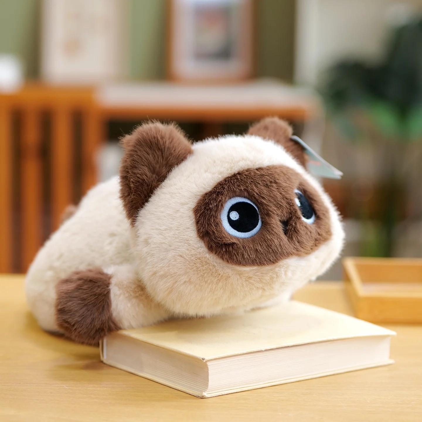 25cm Black Siamese Cat Plush Toy - Cartoonish, Artificial Touch, Soft Stuffed Kitten Doll - Kids Birthday Gift