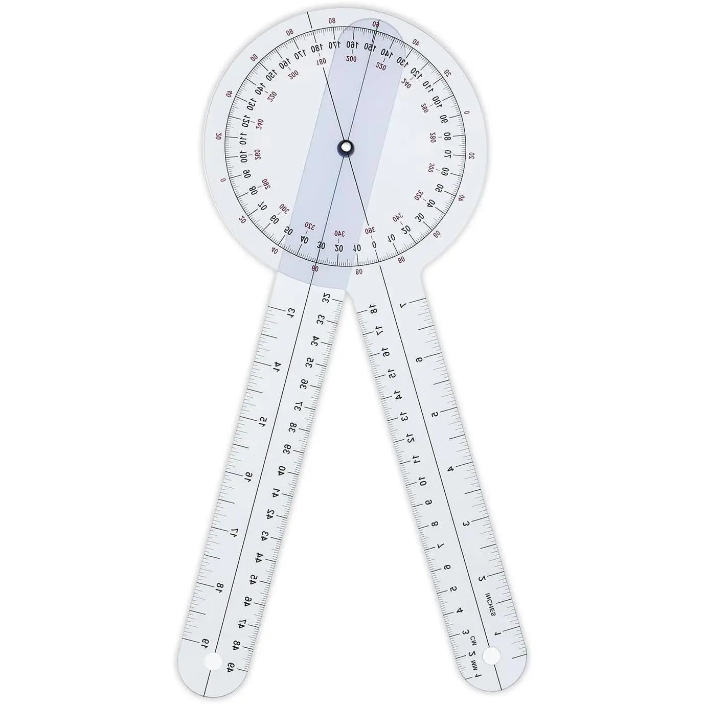 Goniometer 12 inch 360° Clear Protractor Physical Therapy, for Medical Range of Motion Measurement Angle Ruler and Protractors Bulk for Classroom