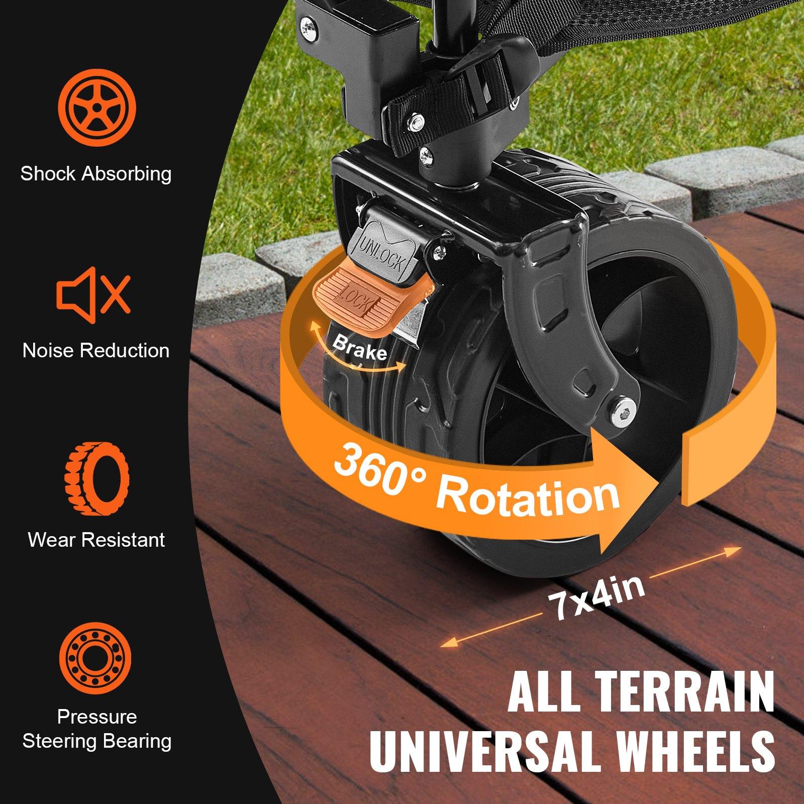 VEVOR Foldable Double Decker Wagon, 400L Collapsible Wagon Cart with All-Terrain Wheels, Heavy Duty Folding Wagon Cart 350-450 lbs Weight Capacity for Camping, Shopping, Garden, 52 Extra Long Extender